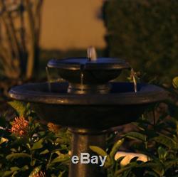 2-Tier Outdoor Fountain Solar-On-Demand Bird Bath Garden Patio Decor Water Pump