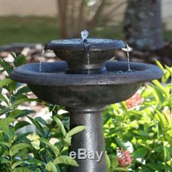 2-Tier Outdoor Solar Bird Bath Fountain Oiled Bronze Finish Garden Patio Decor