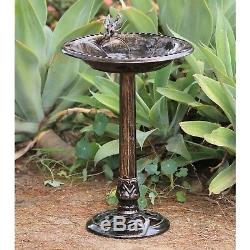27 in. Birdbath Pedestal Patio Garden Bowl Feeder Decor Bird Bath Porch Backyard