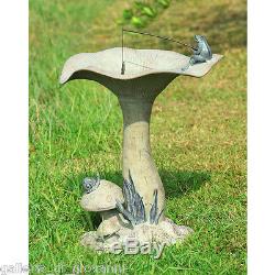 27H Whimsical Birdbath Frog Snail Mushroom Garden Statue Bird