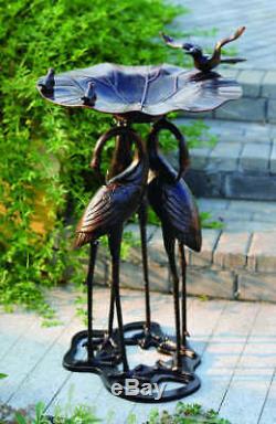 34 in Three-Crane Birdbath for Yard or Garden Antique Bronze