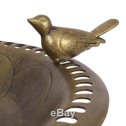 Antique Gold Freestanding Pedestal Bird Bath Feeder Outdoor Garden Yard Decor
