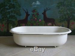 Baby bathtub porcelain Enamel Vintage Baby Bath White Planter Bird Bath