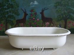 Baby bathtub porcelain Enamel Vintage Baby Bath White Planter Bird Bath