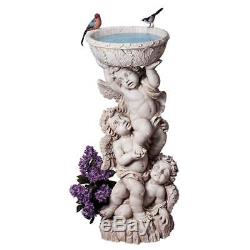 Baroque Style Trio of Cherubs Birdbath Baby Angel Garden Urn