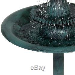 Bird Bath Fountain Garden Decor Pedestal 3-Tier With Pump Pond Water Outdoor Solar