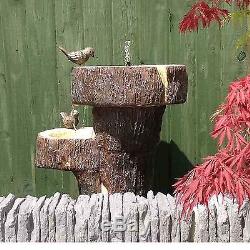 Bird Bath Garden Birdbath Yard Outdoor Smart Solar Fountain Water Tree Trunk