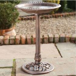 Bird Bath Stand Table Garden Ornamental Outdoor Water Bowl Resin Pedestal Bronze