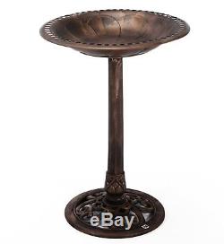 Bird Bath Stand Table Garden Ornamental Outdoor Water Bowl Resin Pedestal Bronze