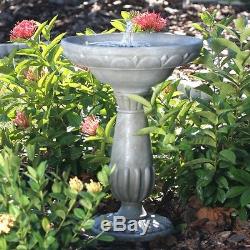 Bird Bath With Fountain Solar Powered Outdoor Garden Birdbath Water Feature Bowl