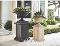Black Stone Pedestal Sculpture Planter Pot Bird Bath Stand Outdoor Garden Decor
