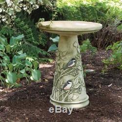 Ceramic Hand Painted Bird Bath Outdoor Pedestal Birdbath Garden Bowl Patio Decor