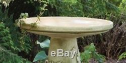 Ceramic Hand Painted Bird Bath Outdoor Pedestal Birdbath Garden Bowl Patio Decor