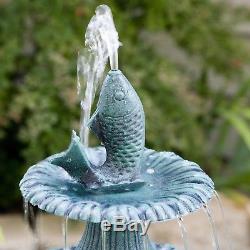 Garden Water Fountain Fish Pedestal Bird Bath Pump Patio Birdbath Yard Outdoor