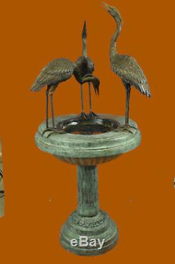 Handcrafted Bronze Garden Fountain Outdoor Water Bird Bath Birdbath 3 Cranes