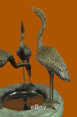 Handmade Bronze Garden Fountain Outdoor Water Bird Bath Birdbath 3 Cranes Deal