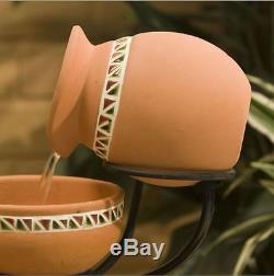 New Terracotta 5-Tier Bowls Solar Fountain Bird Bath Ceramic Garden Decoration