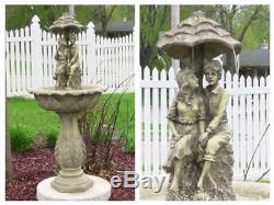 Outdoor Solar Fountain Bird Bath Statue Light Garden Decor Yard Water Sculpture