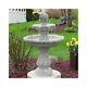 Outdoor Solar Water Fountain Birdbath White Color 2 Tier Lawn Garden Yard Decor
