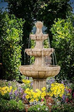 Outdoor Tiered Fountain 4-Tier Large Waterfall Water Bird Bath Garden Decor New