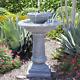 Outdoor Tiered Fountain Solar Bird Bath Cascade Garden Decoration 2-tier Stone