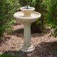 Outdoor Water Fountain Solar-on-demand Bird Bath 2-tier Garden Backyard
