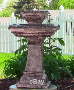 Outdoor Water Fountain Solar Powered Tiered Birdbath Garden Backyard Patio Lawn