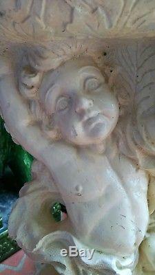 Putti Angel Bird Bath Italian Art Pottery Winged Cherub Garden Statue Ceramic