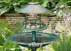 Solar Bird Hotel Garden Feeder & Bath Light Ornamental Table Station Garden