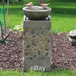 Sunnydaze Birdbath Basin on Pedestal Outdoor Garden Water Fountain 29 Inch Tall