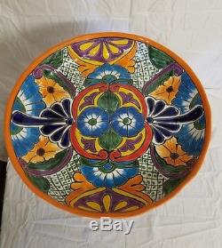 Talavera 22 x 16 Birdbath Bird BATH Handmade Mexican Ceramic Garden Pottery