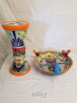 Talavera 24 x 18 Birdbath Bird BATH Handmade Mexican Ceramic Garden Pottery