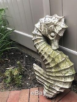 Vintage Cement/concrete Seahorse Garden Birdbath Ornament/ Topper 22