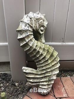 Vintage Cement/concrete Seahorse Garden Birdbath Ornament/ Topper 22