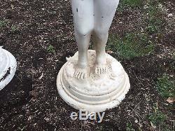 Vintage Pair Shabby Winged Cherub Putti Angel Bird Bath Garden Statue 43