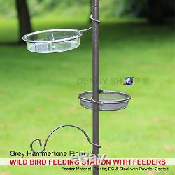 Wild Bird Garden Feeding Station With Water Bath Table Seed Tray Hanging Feeders