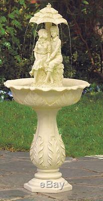 Young Couple Water Fountain Boy Girl Statue Birdbath Outdoor Garden Decor