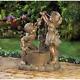 Bronze Boy Girl Playing Pump Statue Bird Bath Outdoor Garden Water Fountain New