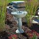 Country Gardens Solar Birdbath Fountain Gray Weathered Stone Finish Outdoor Us