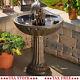 Outdoor Smart Solar Fountain Garden Pedestal Bird Bath Waterfall Water Pump Yard