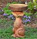 Resin Standing Fox Birdbath Statue Rustic Outdoor Garden Patio Home Decor 2' New
