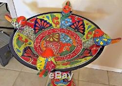 Talavera Mexican Pottery Large 27x19 Bird Bath Pedestal Ceramic Birdbath Garden